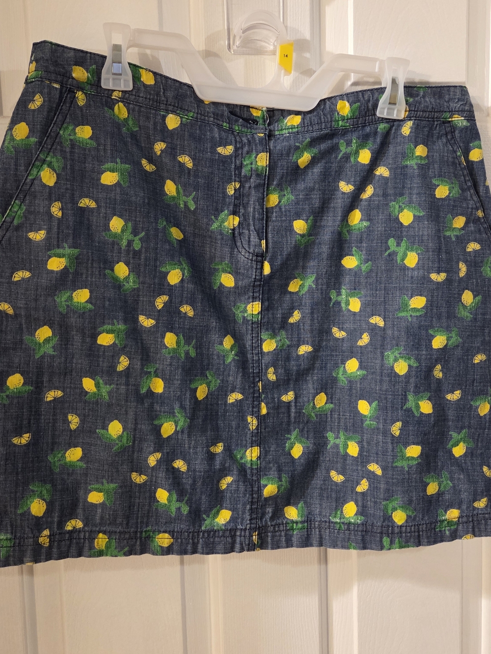 Karen Scott Denim Mini Skirt with Yellow Lemon Print